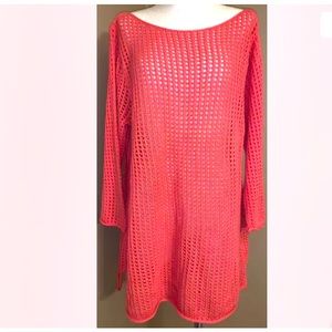 jeanne pierre Women’s Top xl crocheted coral tunic